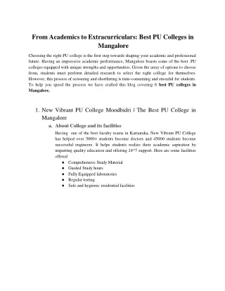 From Academics to Extracurriculars_ Best PU Colleges in Mangalore