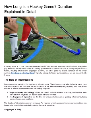how long is a hockey game duration explained