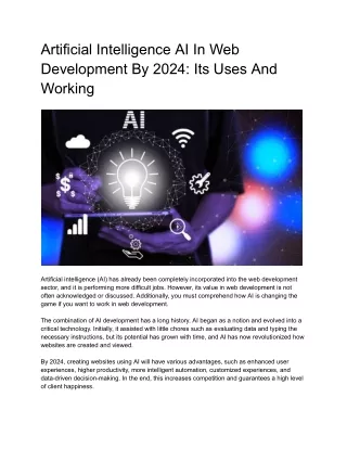 Artificial Intelligence Ai In Web Development By 2024_ Its Uses And Working