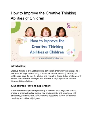 How to Improve the Creative Thinking Abilities of Children