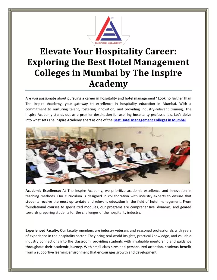 elevate your hospitality career exploring