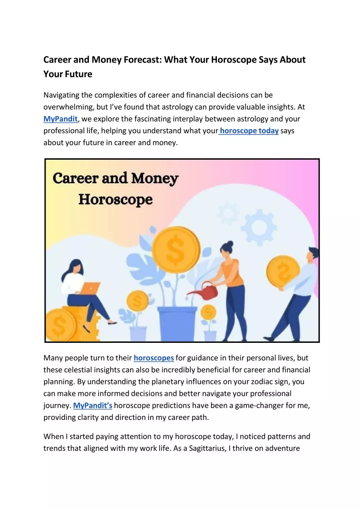 career and money forecast what your horoscope