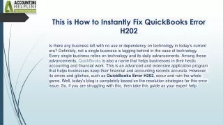 Ultimate guide for fixing Error H202 in QuickBooks Desktop