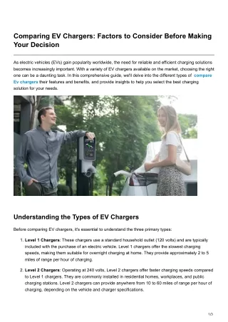 comparing ev chargers factors to consider before