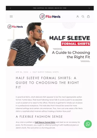 Selecting the Ideal Fit for a Half Sleeve Formal Shirt
