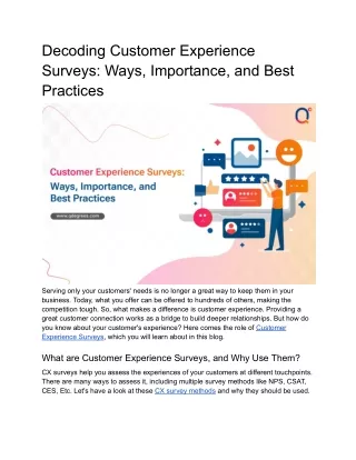 Decoding Customer Experience Surveys_ Ways, Importance, and Best Practices