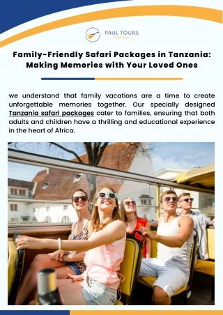 Family-Friendly Safari Packages in Tanzania Making Memories with Your Loved Ones
