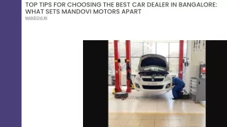 Top Tips For Choosing The Best Car Dealer In Bangalore What Sets Mandovi Motors Apart