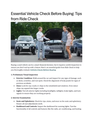 Essential Vehicle Check Before Buying Tips from Ride Check