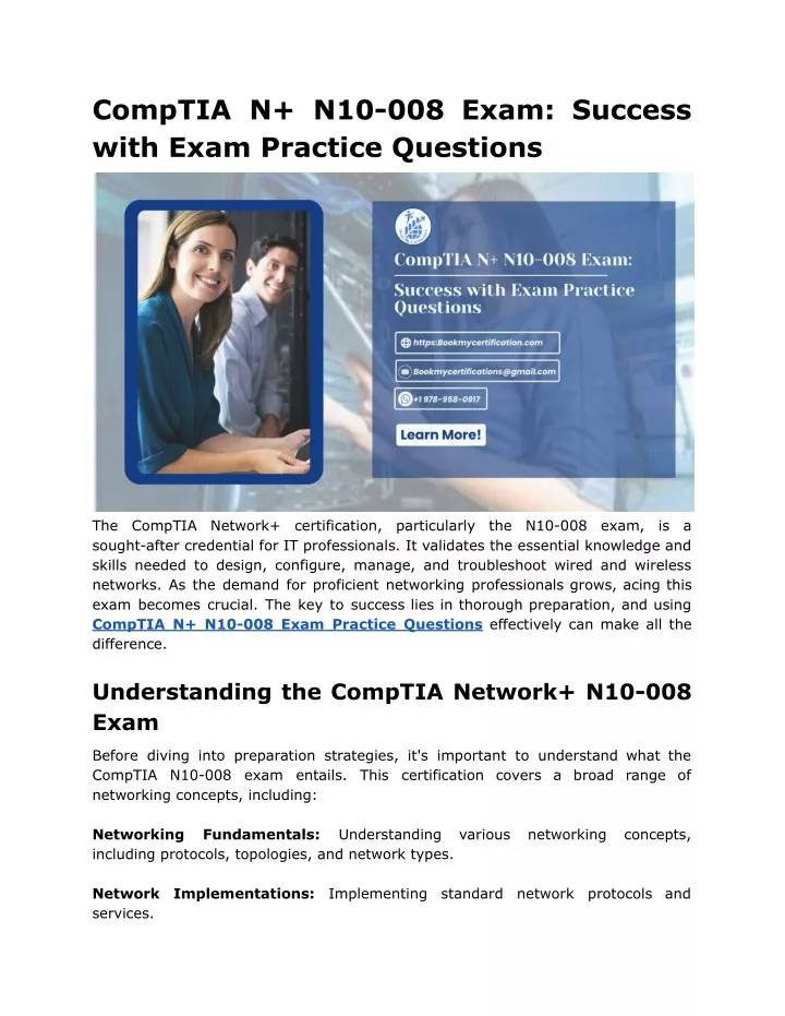 comptia n n10 008 exam success with exam practice