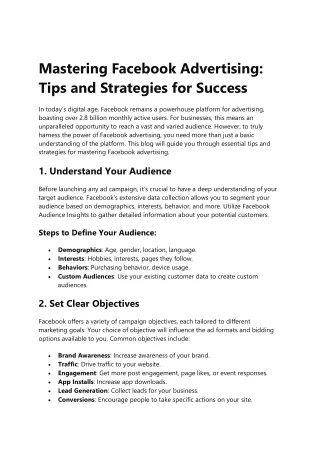 Facebook Advertising Tips and Strategies for Success