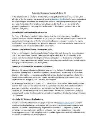 Automated deployments using Salesforce CLI