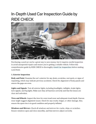 In-Depth Used Car Inspection Guide by RIDE CHECK