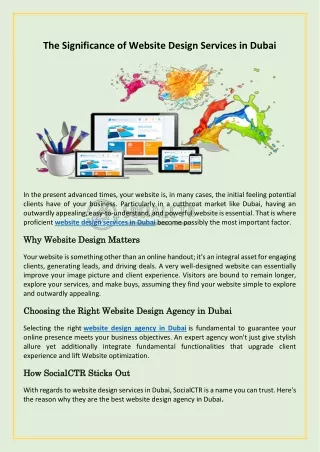 The Significance of Website Design Services in Dubai