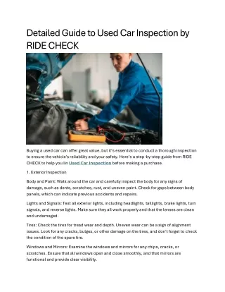Detailed Guide to Used Car Inspection by RIDE CHECK