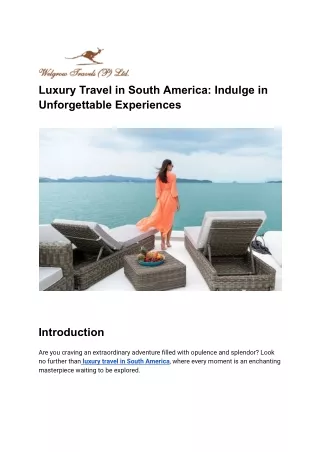 Luxury Travel in South America