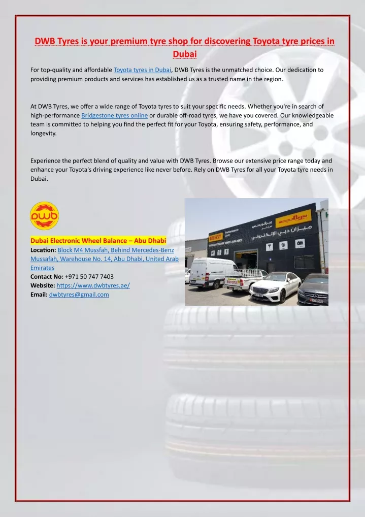 dwb tyres is your premium tyre shop