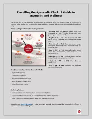 Unveiling the Ayurvedic Clock- A Guide to Harmony and Wellness
