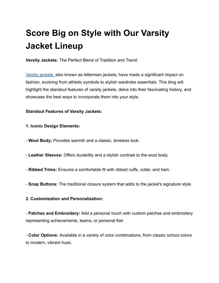 score big on style with our varsity jacket lineup