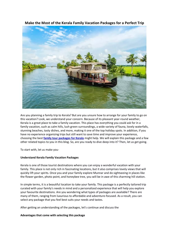 make the most of the kerala family vacation