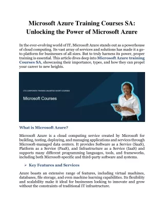 Microsoft Azure Training Courses SA Unlocking the Power of Microsoft Azure