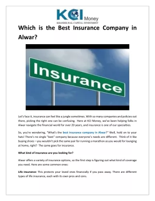 Which is the Best Insurance Company in Alwar
