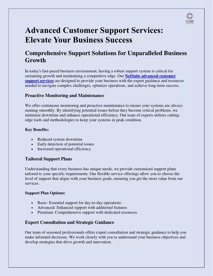 advanced customer support services elevate your