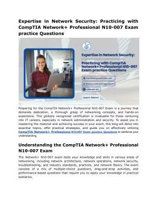 Expertise in Network Security_ Practicing with CompTIA Network  Professional N10-007 Exam practice Questions