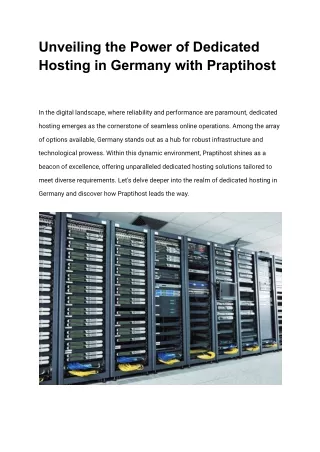 Unveiling the Power of Dedicated Hosting in Germany with Praptihost