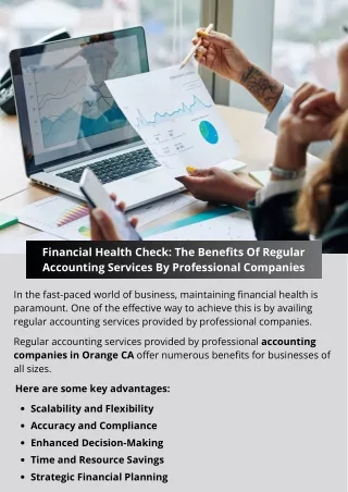 Financial Health Check: The Benefits Of Regular Accounting Services By Professional Companies