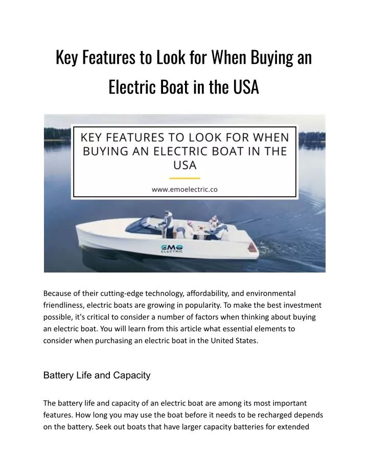 key features to look for when buying an electric