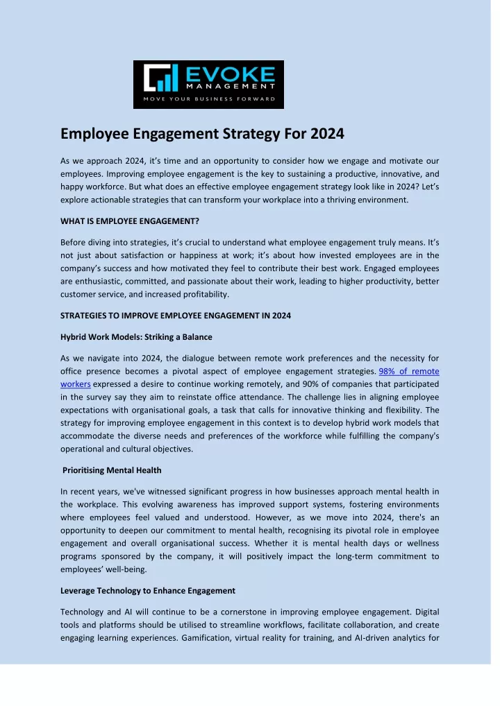 employee engagement strategy for 2024