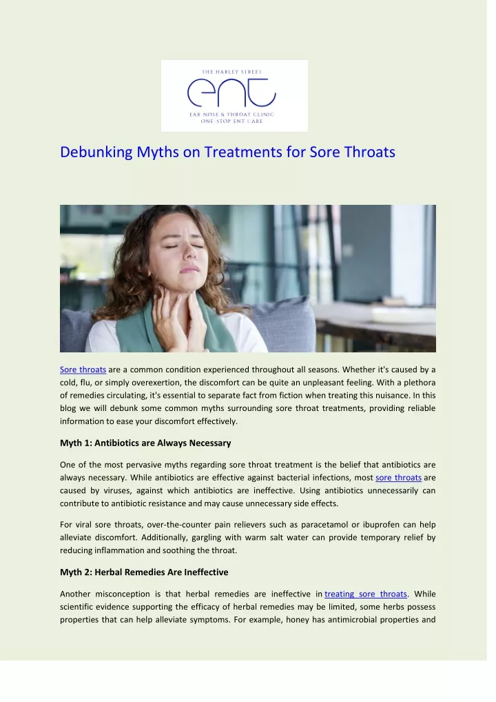 debunking myths on treatments for sore throats