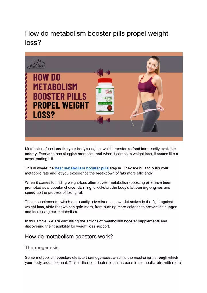 how do metabolism booster pills propel weight loss