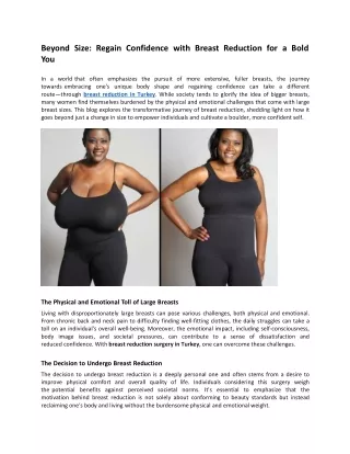 Beyond Size Regain Confidence With Breast Reduction for a Bold You