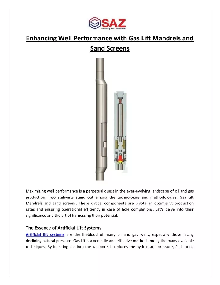 enhancing well performance with gas lift mandrels