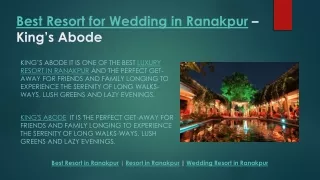 Best Resort for Wedding in Ranakpur – Kings Abode