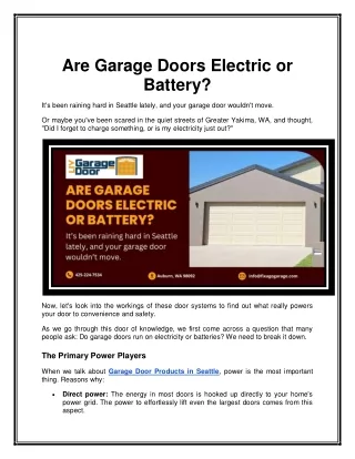 Are Garage Doors Electric or Battery?