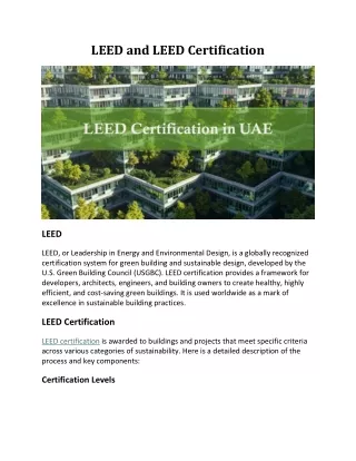 LEED and LEED Certification