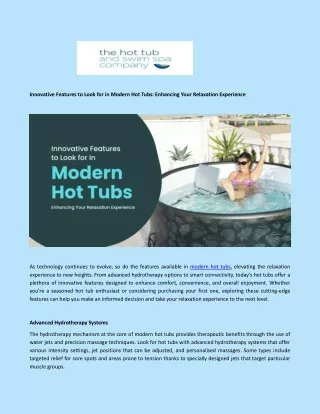 Innovative Features to Look for in Modern Hot Tubs Enhancing Your Relaxation Experience