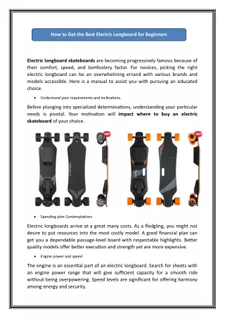 how to get the best electric longboard