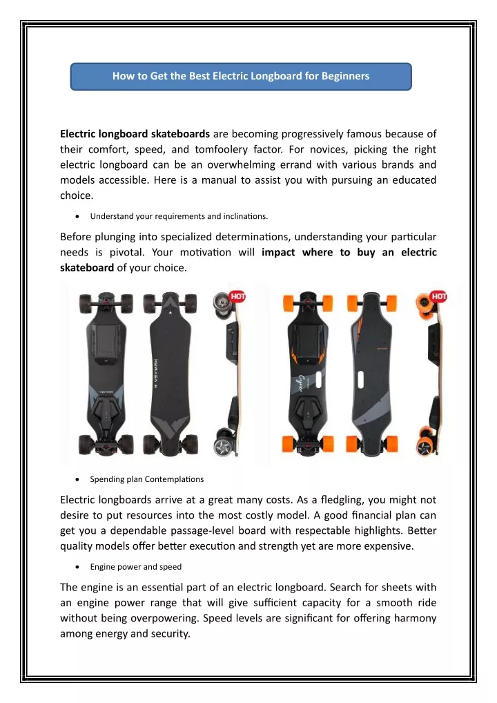 how to get the best electric longboard