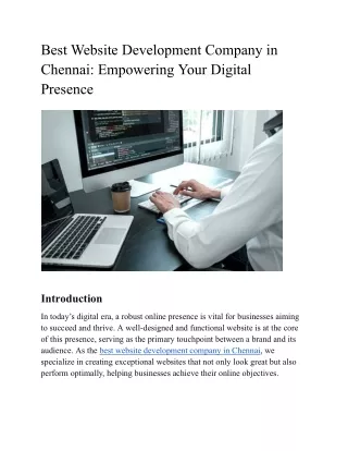 Best Website Development Company in Chennai_ Empowering Your Digital Presence