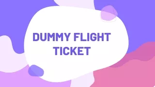 What is Dummy Flight Ticket Means ?