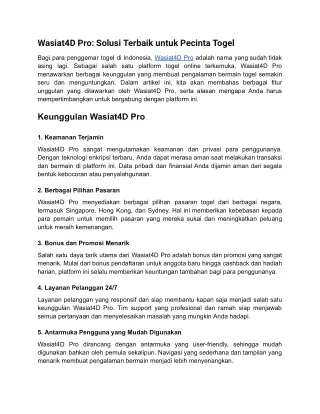 Wasiat4D Pro_ Solusi Terbaik untuk Pecinta Togel