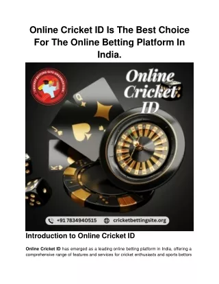 Online Cricket ID Is The Best Cricket Betting ID Platform In India (1)