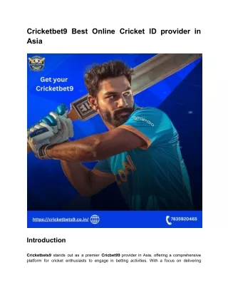 Cricketbet9 Best Online Cricket ID provider in Asia