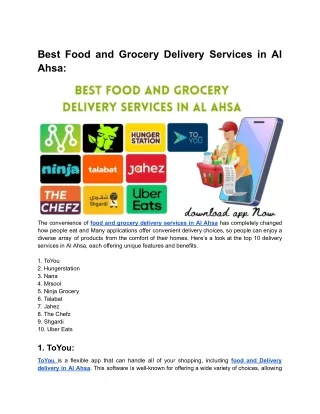 Best Food and Grocery Delivery Services in Al Ahsa