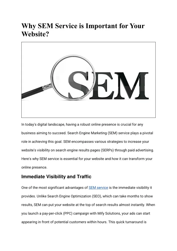 why sem service is important for your website