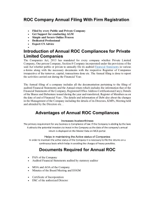 roc company annual filing with firm registration